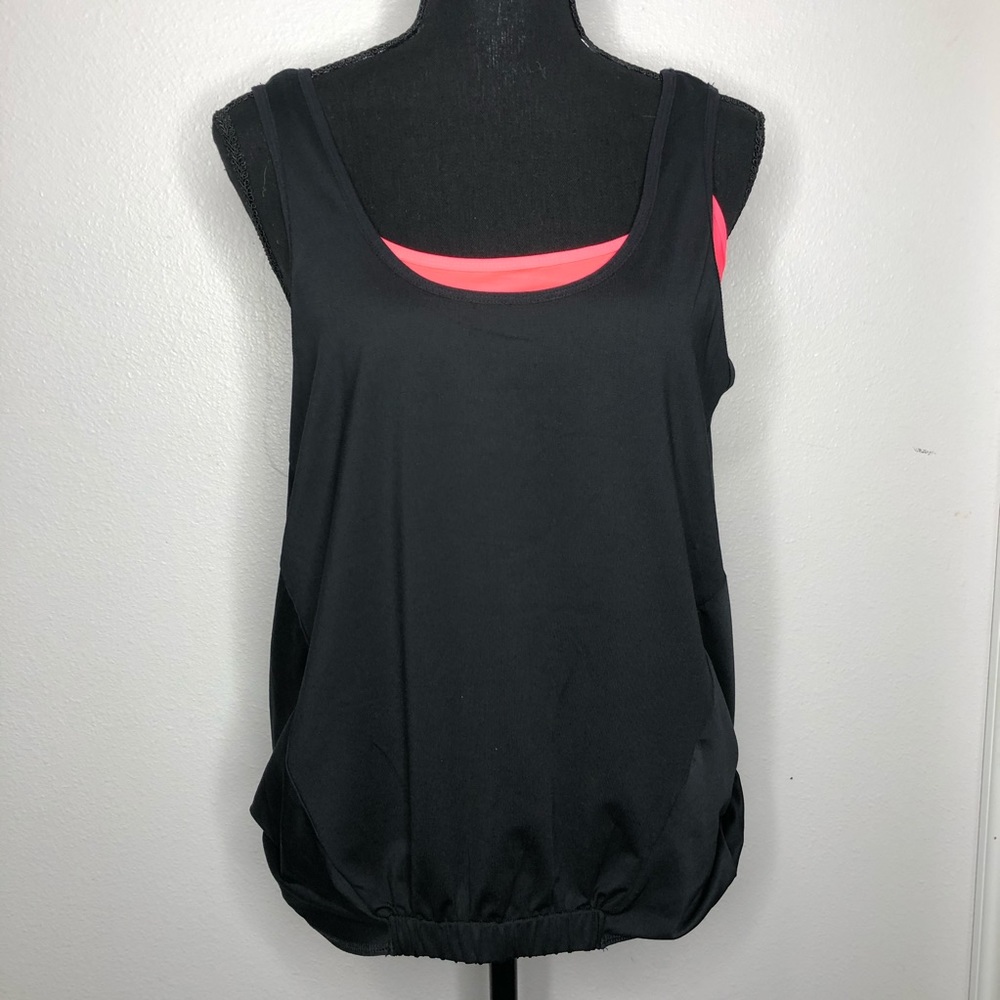 Fabletics Black relaxed fit shirt w/ hot pink bra